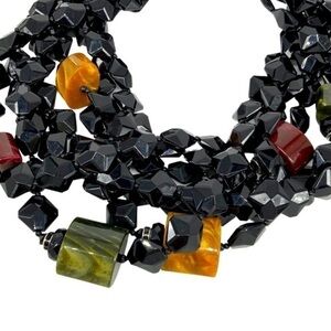 Amazing layered‎ black beaded statement necklace
